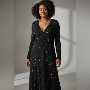 Reitman's Long Sleeve Floral Dress Black